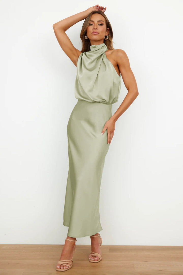 Isla Crompton | Satin Halter Midi Dress For Women