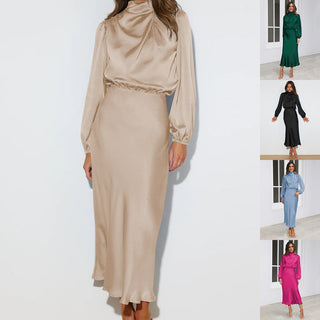 Ruby Anderson | Satin High-Neck Midi Dress For Women