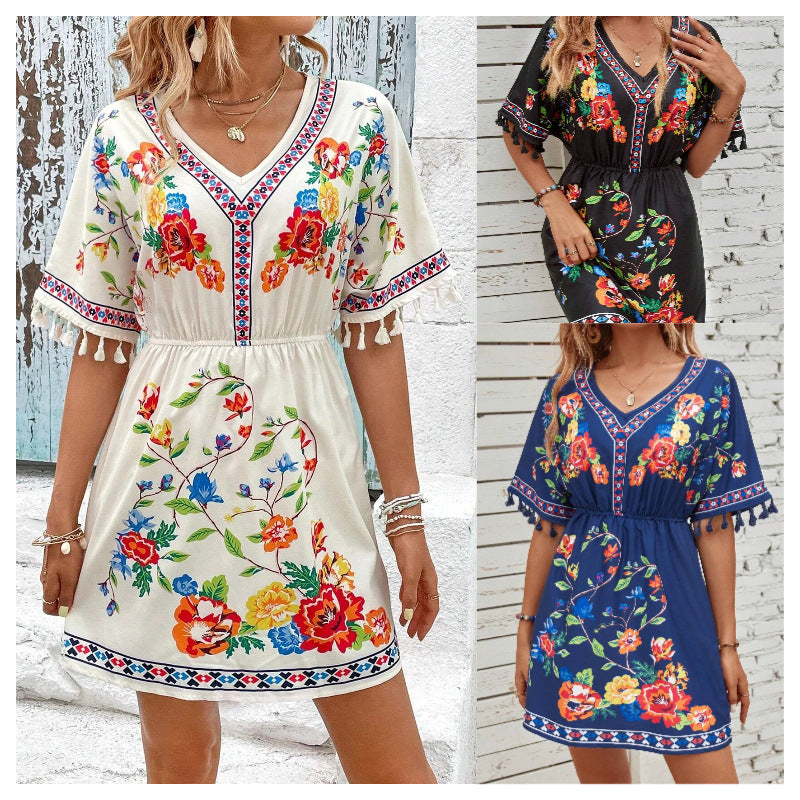 Isla Pemberton | Boho Floral Mini Dress For Women
