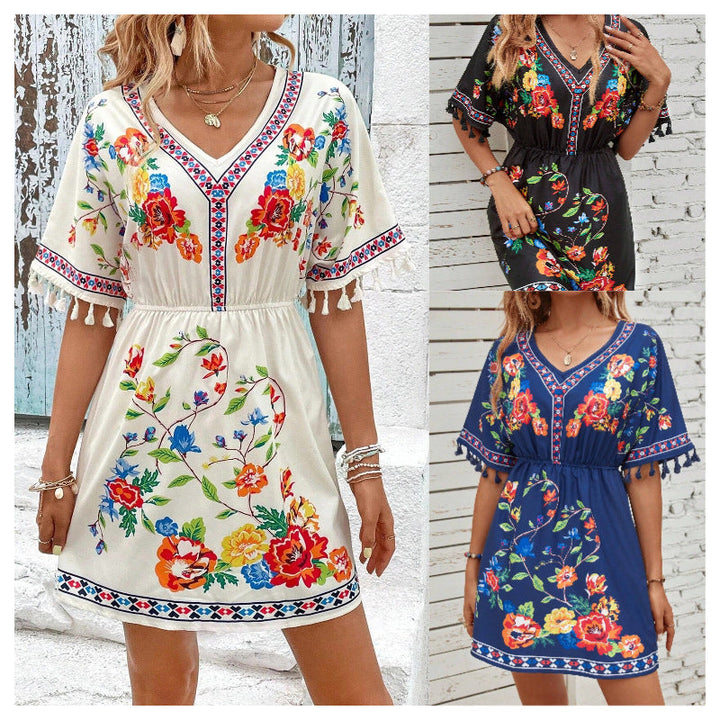Isla Pemberton | Boho Floral Mini Dress For Women