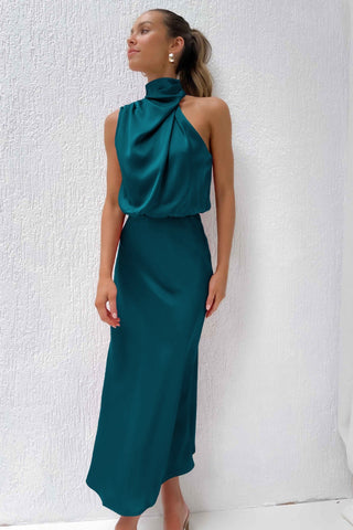 Isla Crompton | Satin Halter Midi Dress For Women