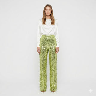 Valentina Rossi | Sequin Straight-Leg Party Pants For Women