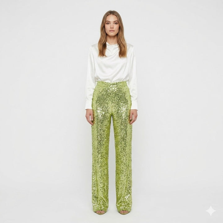 Valentina Rossi | Sequin Straight-Leg Party Pants For Women