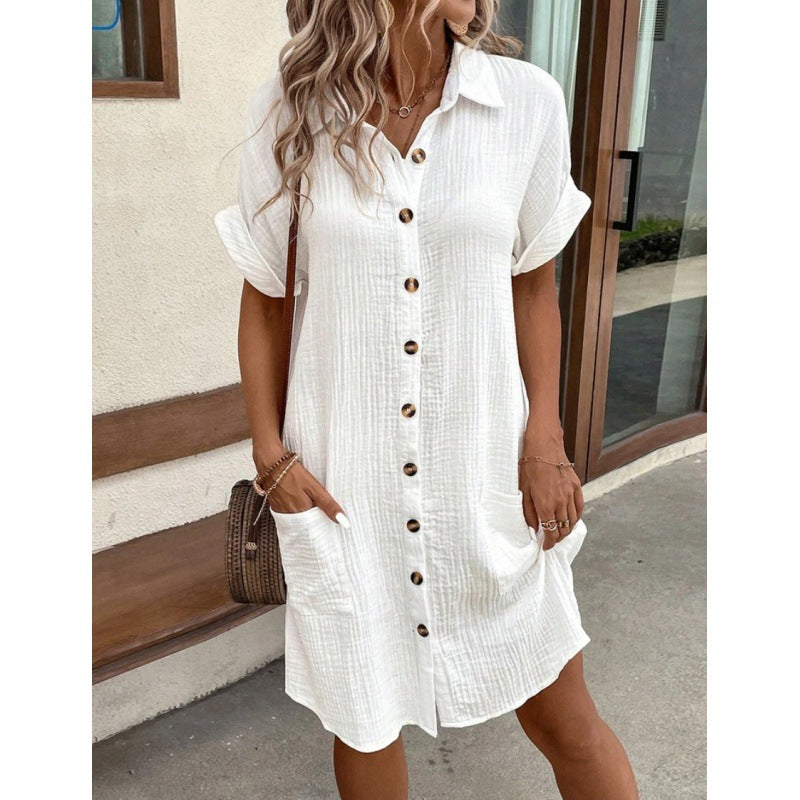Emilia Weston | Cotton Linen Shirt Mini Dress For Women