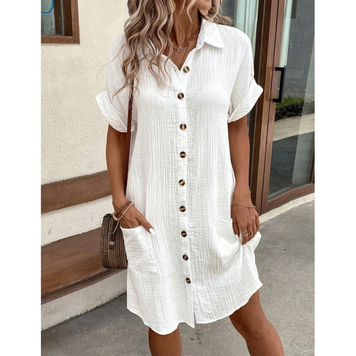 Emilia Weston | Cotton Linen Shirt Mini Dress For Women