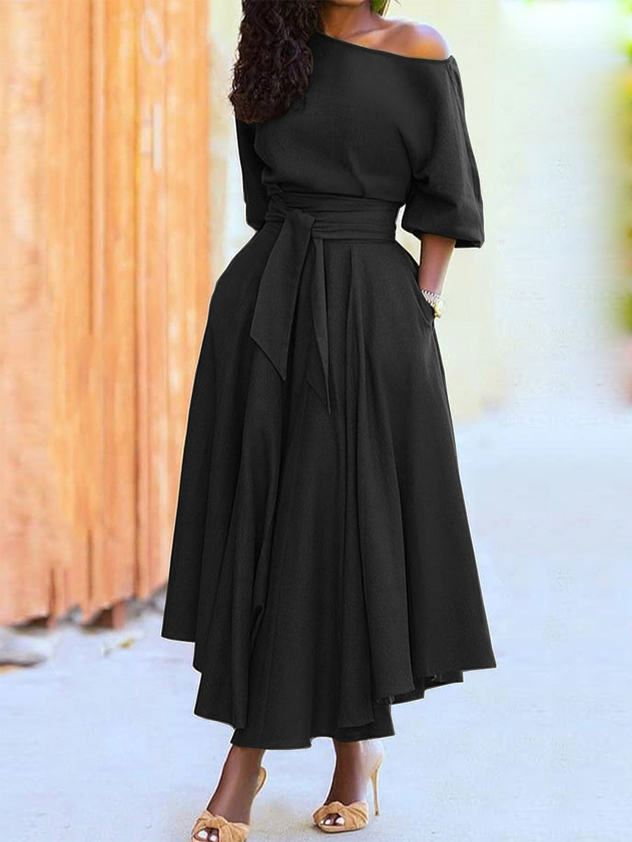 Grace Robertson | Off-Shoulder Tie Waist Maxi Dress For Women