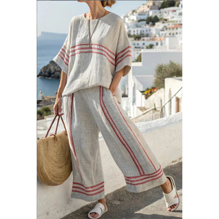 Grace Donovan | Striped Linen Two-Piece Set For Women