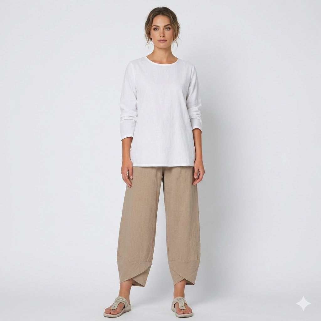 Beatrice Moreau | Relaxed Linen Blend Pants For Women