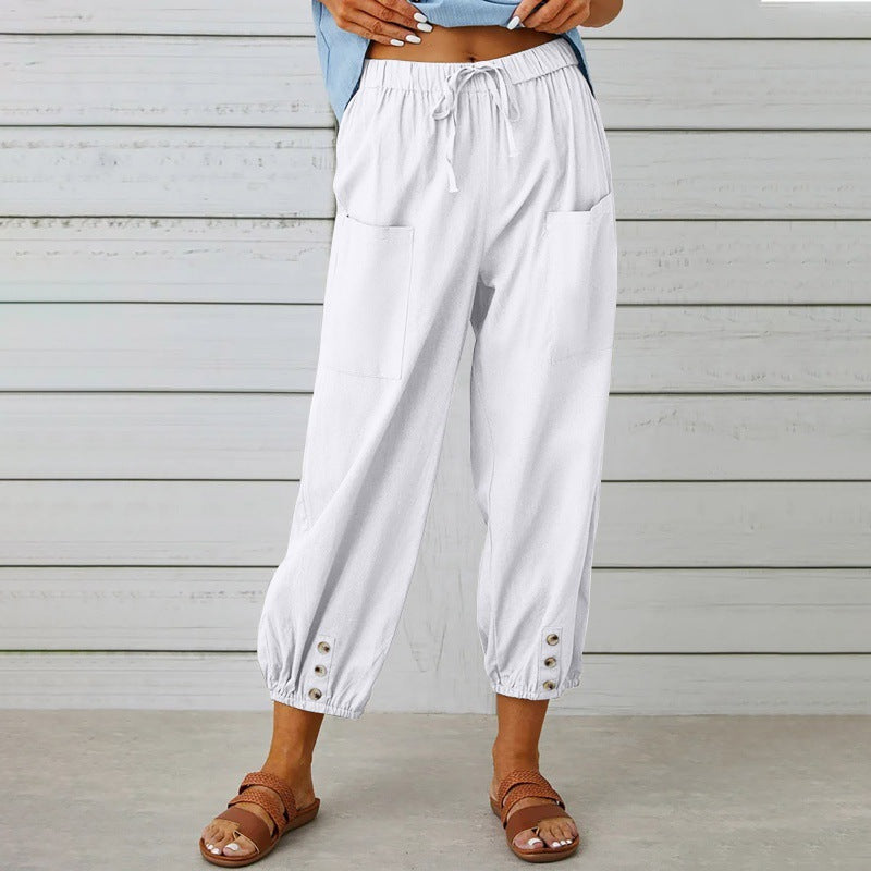 Lauren Cooper | Relaxed Drawstring Cropped Trousers For Women