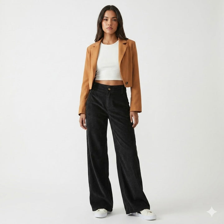 Sophie Laurent | Wide Leg Corduroy Pants For Women