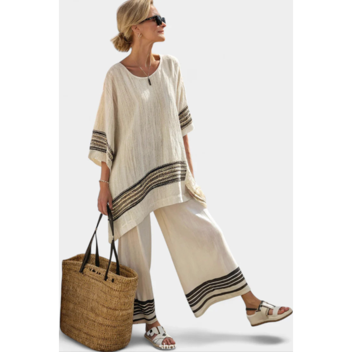 Sophia Hughes | Striped Linen Two-Piece Set For Women