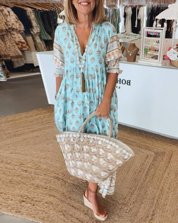 Claire Bishop | Chic Floral V-Neck Midi Dress For Women