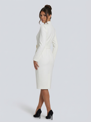 Valentina Moreau | Elegant Belted Midi Dress For Women
