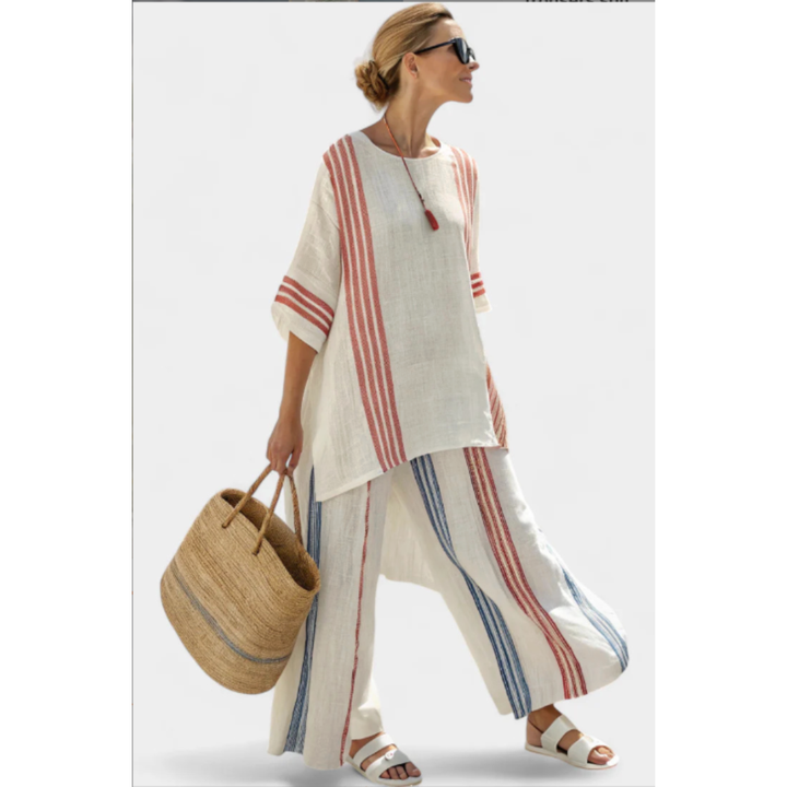 Charlotte Robertson | Striped Linen Two-Piece Set For Women