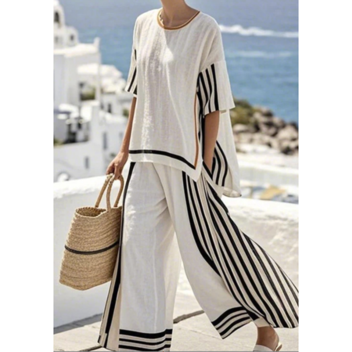 Olivia Brennan | Striped Linen-Blend Two-Piece Set For Women