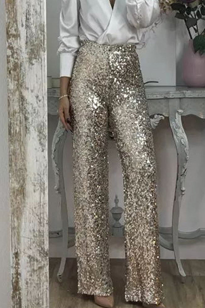 Valentina Rossi | Sequin Straight-Leg Party Pants For Women