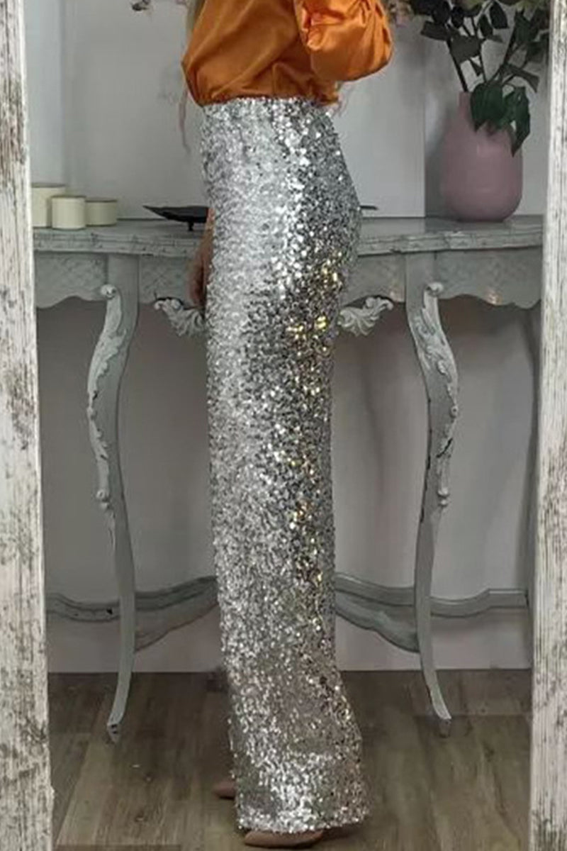 Valentina Rossi | Sequin Straight-Leg Party Pants For Women