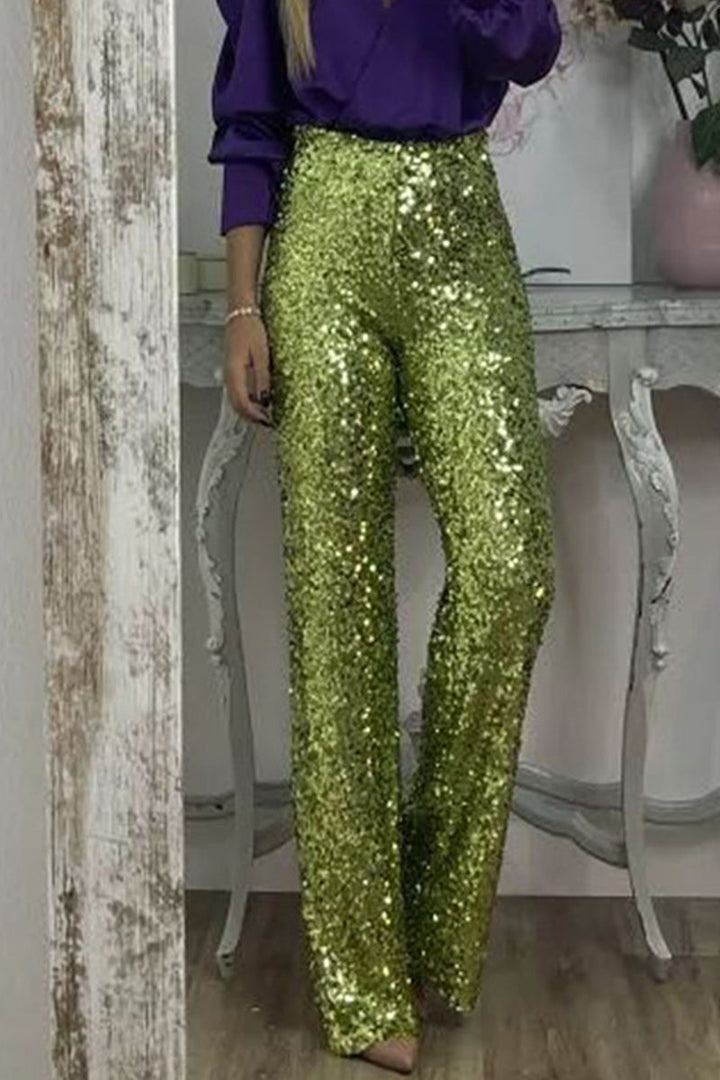 Valentina Rossi | Sequin Straight-Leg Party Pants For Women