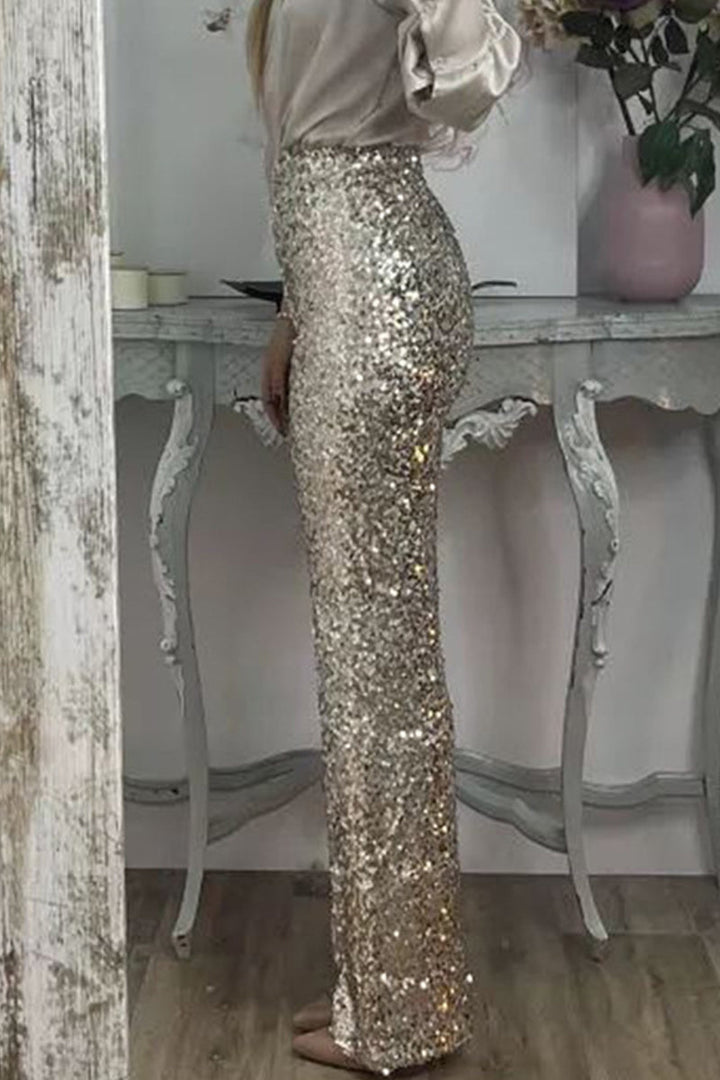 Valentina Rossi | Sequin Straight-Leg Party Pants For Women