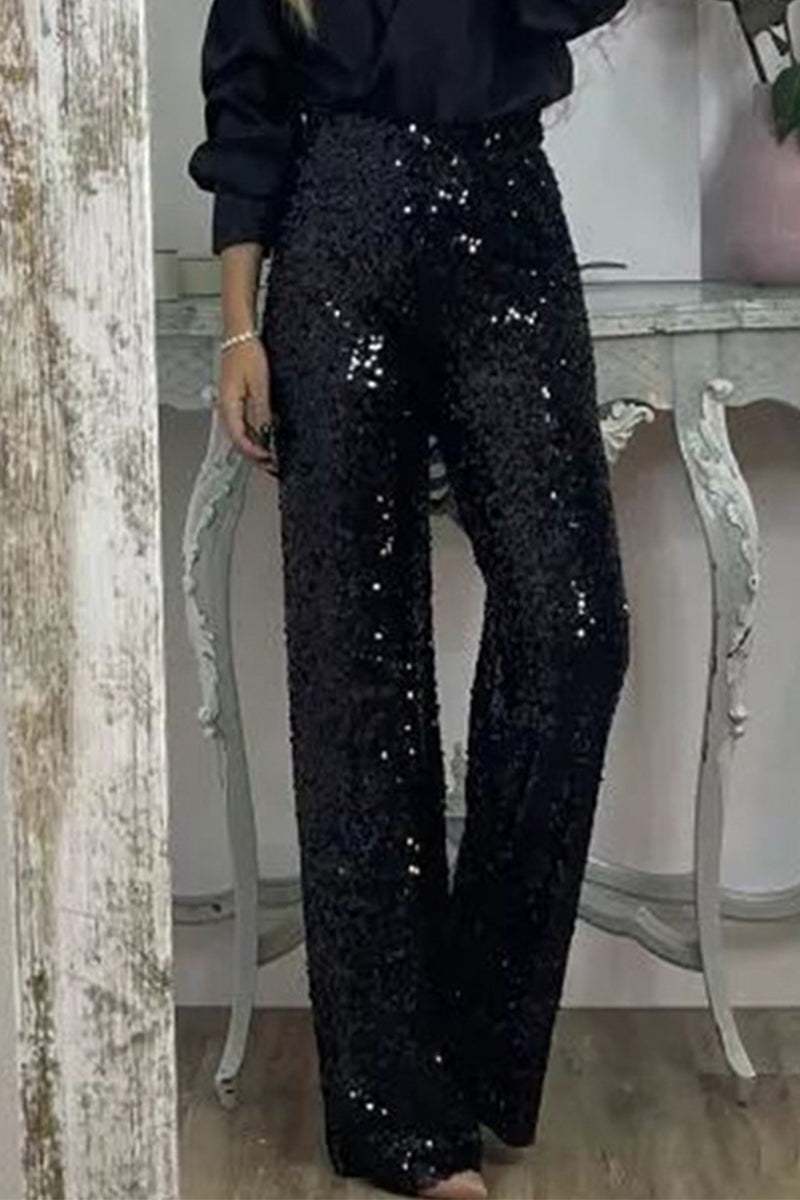 Valentina Rossi | Sequin Straight-Leg Party Pants For Women