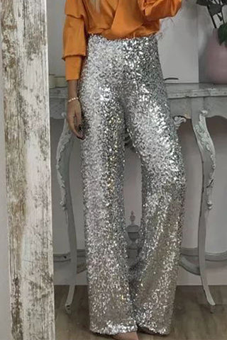 Valentina Rossi | Sequin Straight-Leg Party Pants For Women