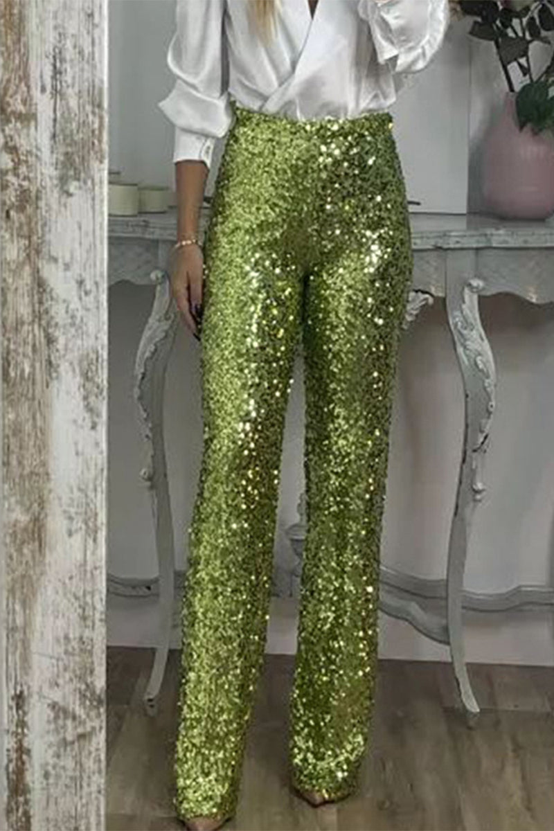 Valentina Rossi | Sequin Straight-Leg Party Pants For Women