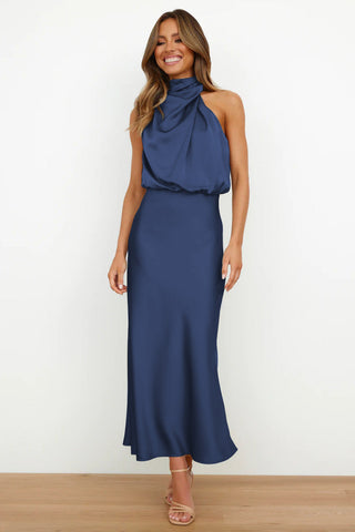 Isla Crompton | Satin Halter Midi Dress For Women