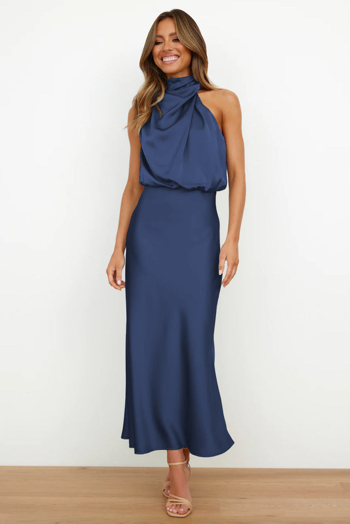 Isla Crompton | Satin Halter Midi Dress For Women