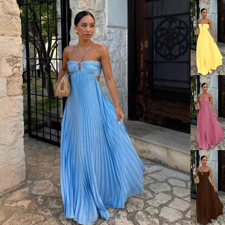 Lily Crompton | Pleated Halter Maxi Dress For Women