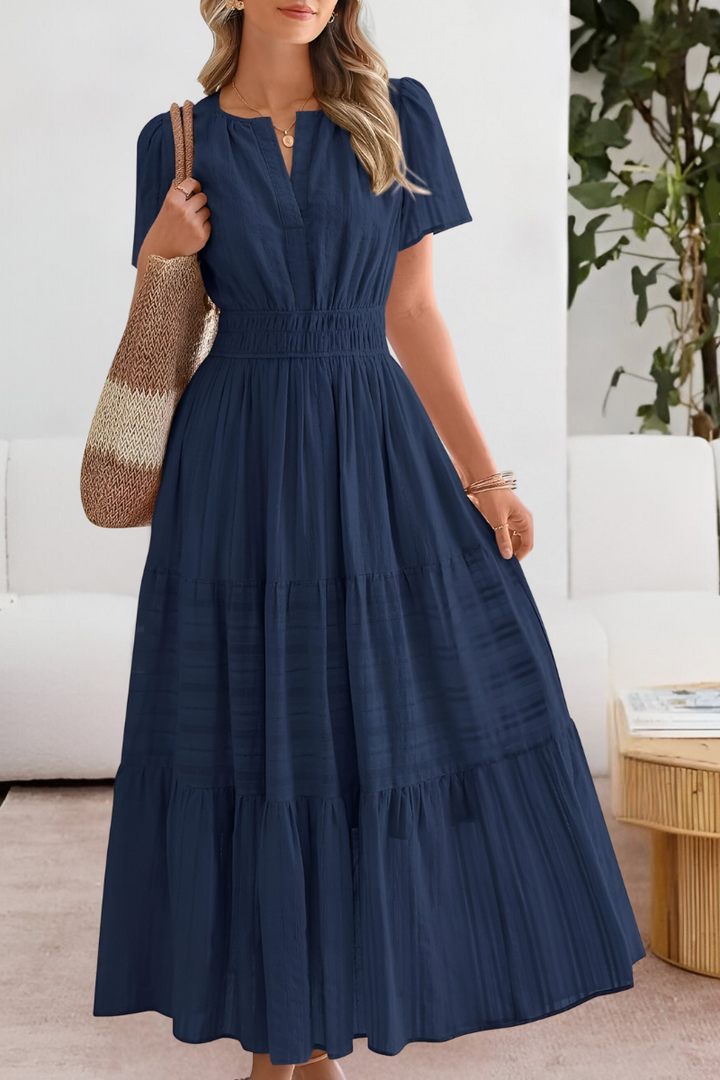 Chloe Evans | Tiered Flutter-Sleeve Maxi Dress For Women