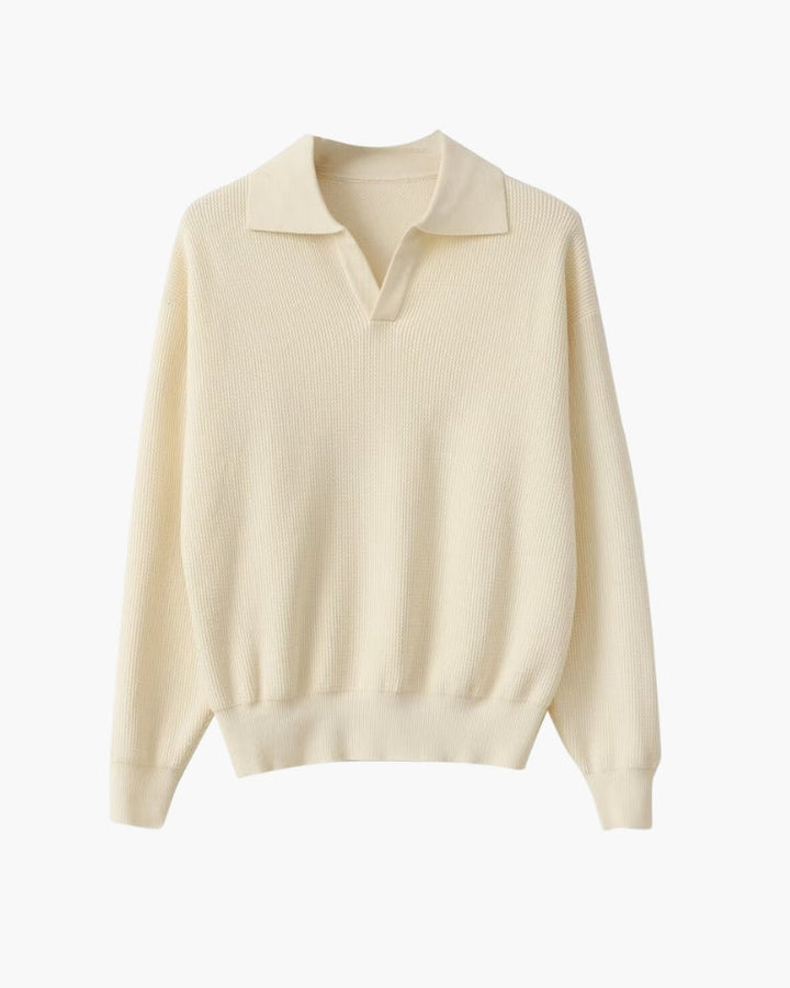 Lorenzo Virelli | Textured Knit Polo Sweater with Refined Minimalism For Men