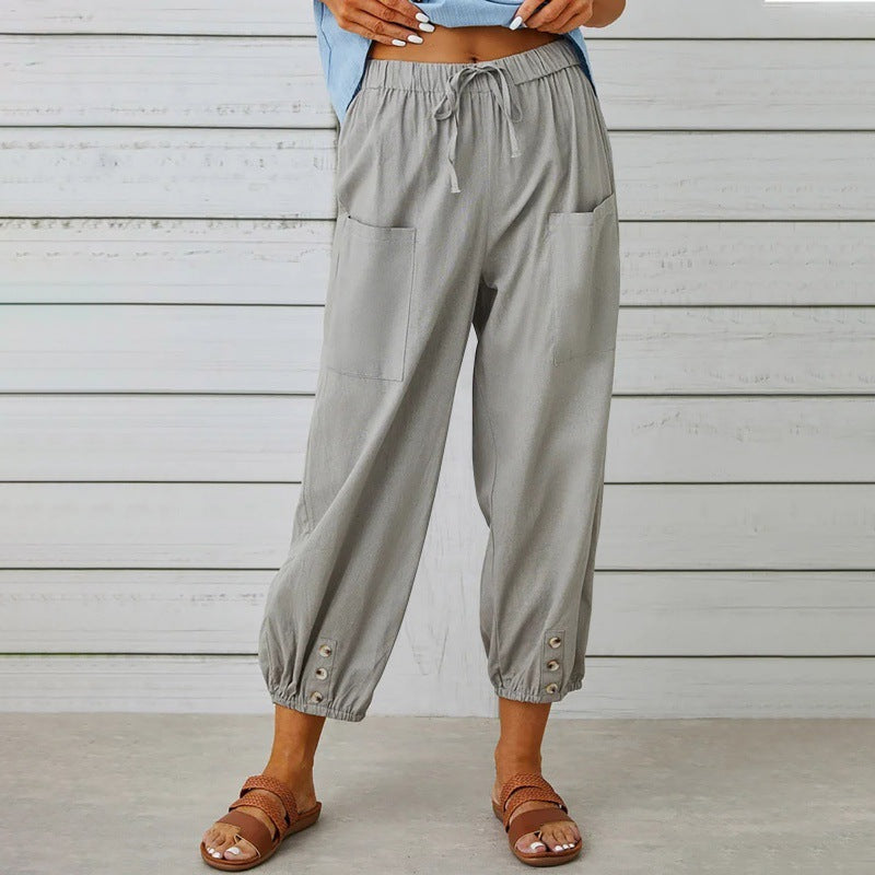 Lauren Cooper | Relaxed Drawstring Cropped Trousers For Women