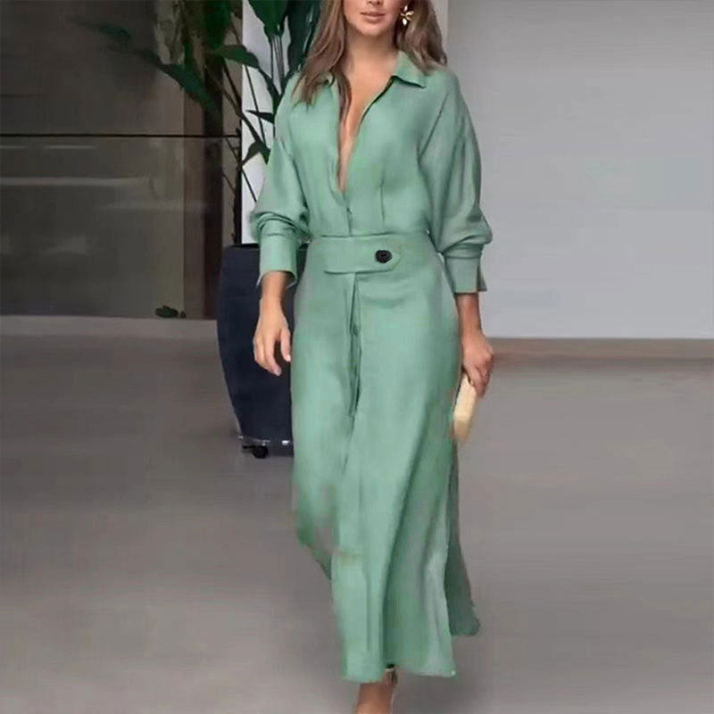 Mia Williams | Tied Waist Shirt Maxi Dress For Women