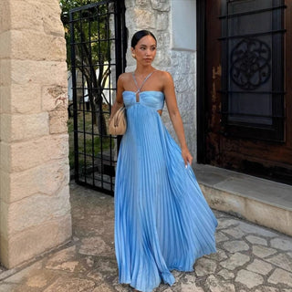 Lily Crompton | Pleated Halter Maxi Dress For Women