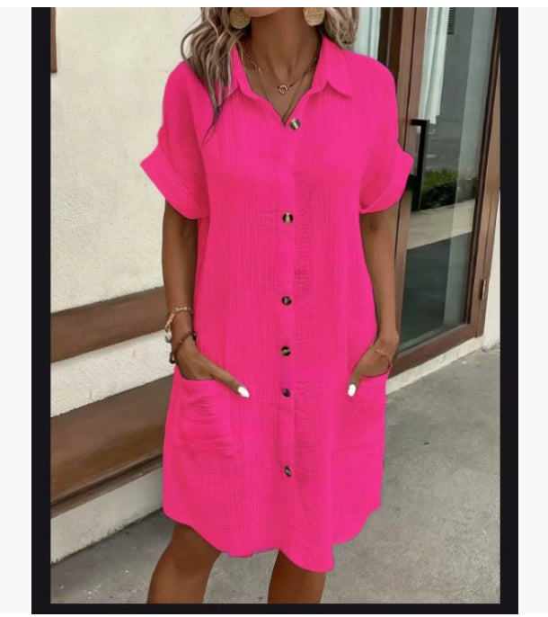 Emilia Weston | Cotton Linen Shirt Mini Dress For Women