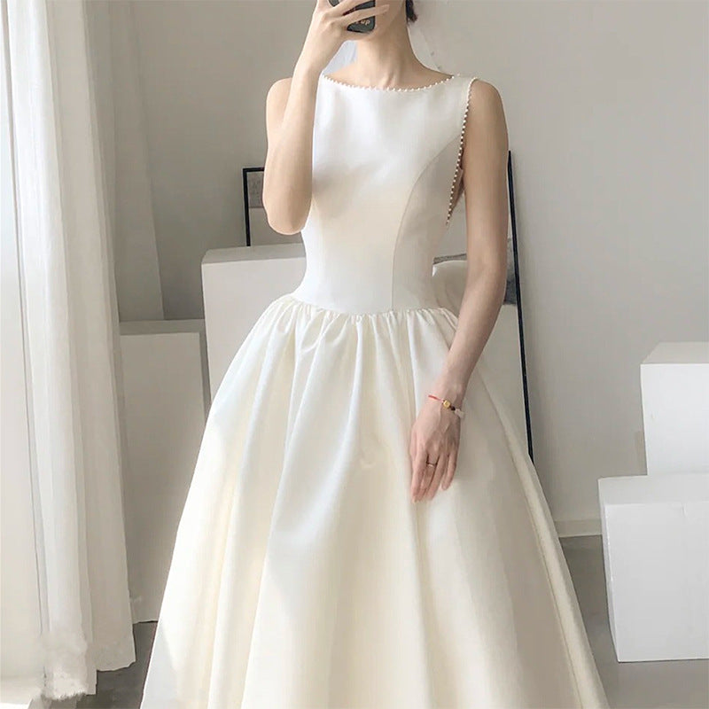 Isla Campbell | Minimalist White Midi Dress For Women