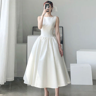 Isla Campbell | Minimalist White Midi Dress For Women