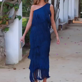 Georgia King | One-Shoulder Tassel Maxi Dress For Women