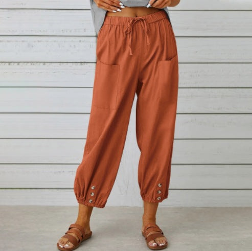 Lauren Cooper | Relaxed Drawstring Cropped Trousers For Women