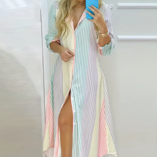 Lily Cooper | Color Block Striped Shirt Dress For Women