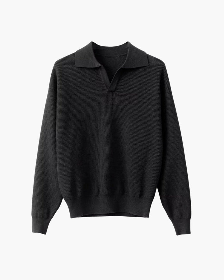 Lorenzo Virelli | Textured Knit Polo Sweater with Refined Minimalism For Men