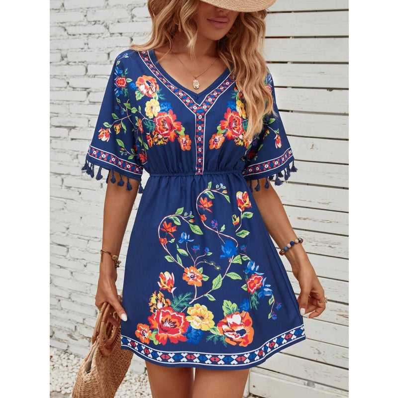 Isla Pemberton | Boho Floral Mini Dress For Women