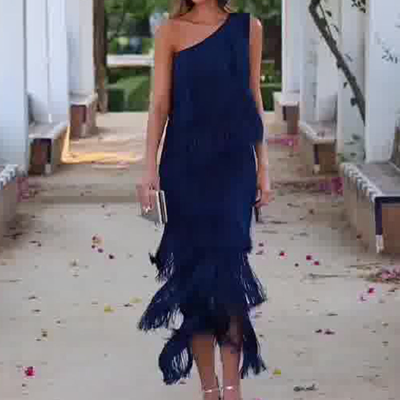 Georgia King | One-Shoulder Tassel Maxi Dress For Women