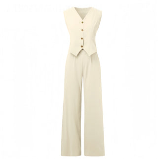 Emma Sheridan | Linen Vest & Wide-Leg Pants Set For Women