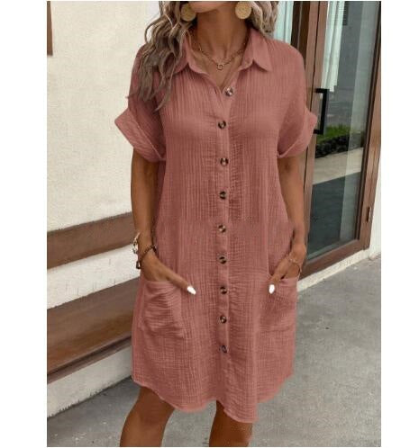 Emilia Weston | Cotton Linen Shirt Mini Dress For Women