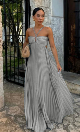 Lily Crompton | Pleated Halter Maxi Dress For Women