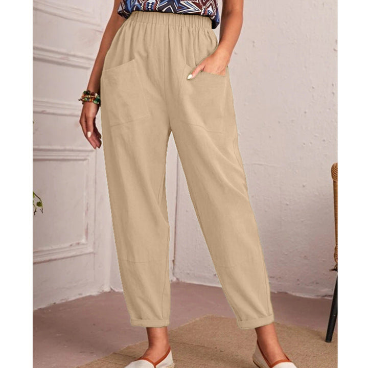 Elise Monroe | Cotton Linen Elastic-Waist Pants For Women