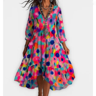 Ava Cooper | Floral V-Neck Midi Dress For Women