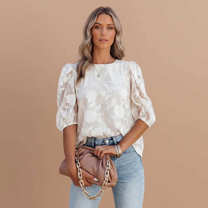 Amelie Rousseau | Floral Puff Sleeve Blouse For Women
