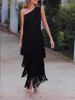 Georgia King | One-Shoulder Tassel Maxi Dress For Women